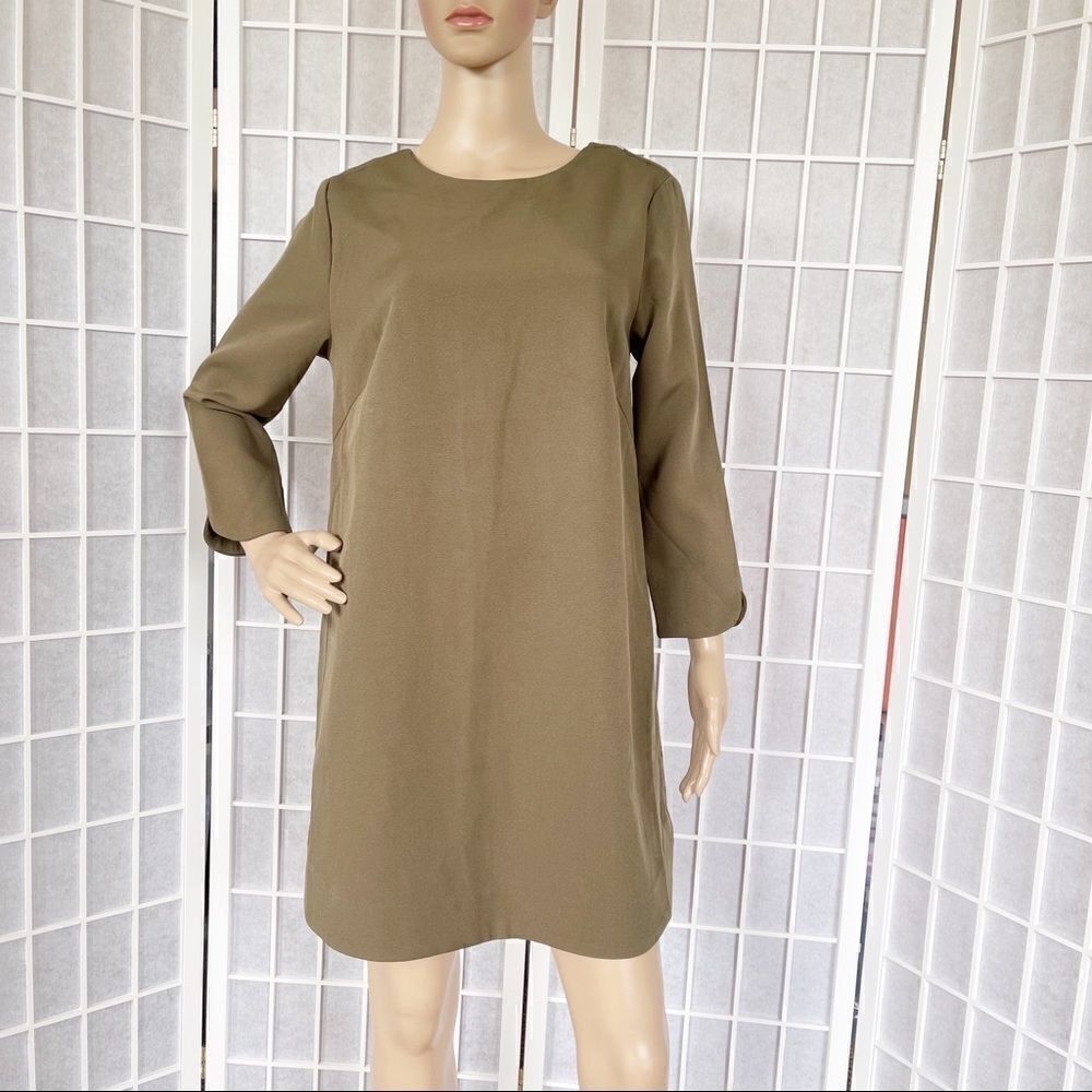 H&M Olive Green Scoop Neck Dress Size 12
